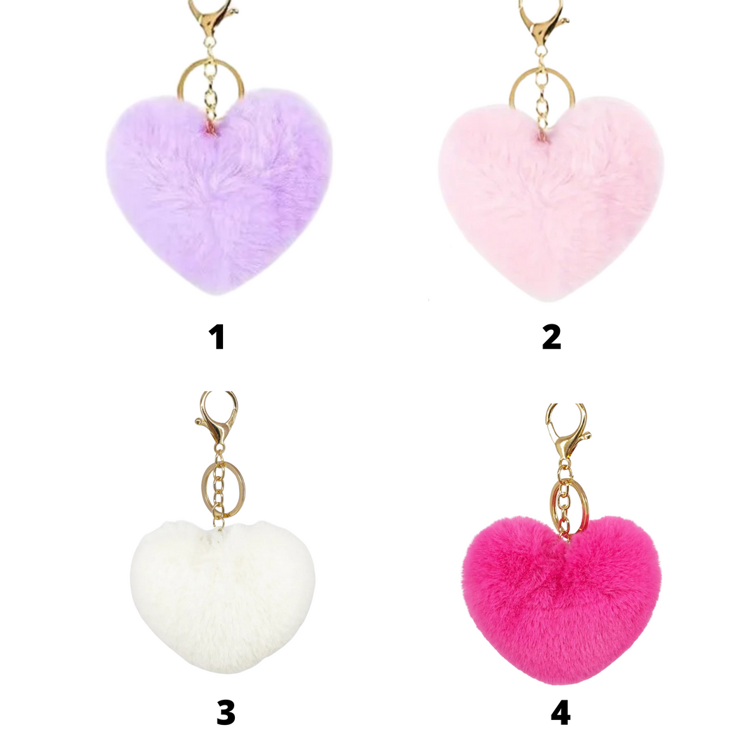 Fluffy Heart Keychain