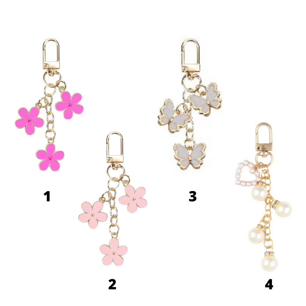 Charm Keychain - Flower / Heart / Butterfly